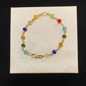 18 kt Gold Filled Multicolor Beaded Gold Bracelet